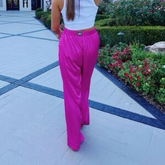 Daily Drills Fuchsia Satin Pants - Picture 2 of 11